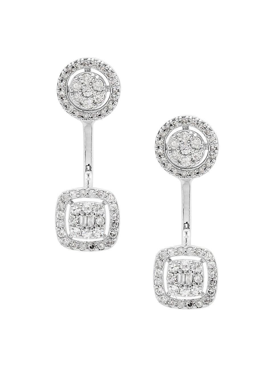 Womens 14K White Gold & 0.55 TCW Diamond Drop Earrings Product Image