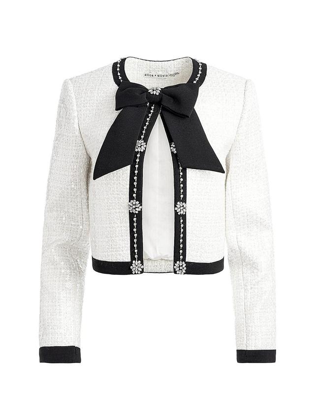 Alice + Olivia Gwyneth Rhinestone Detail Tweed Jacket Product Image