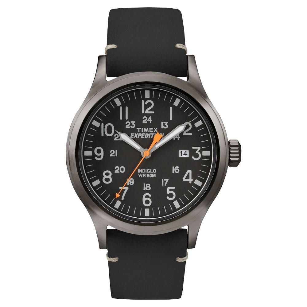 Mens Timex Expedition Scout Watch with Leather Strap - Gray TW4B01900JT Product Image