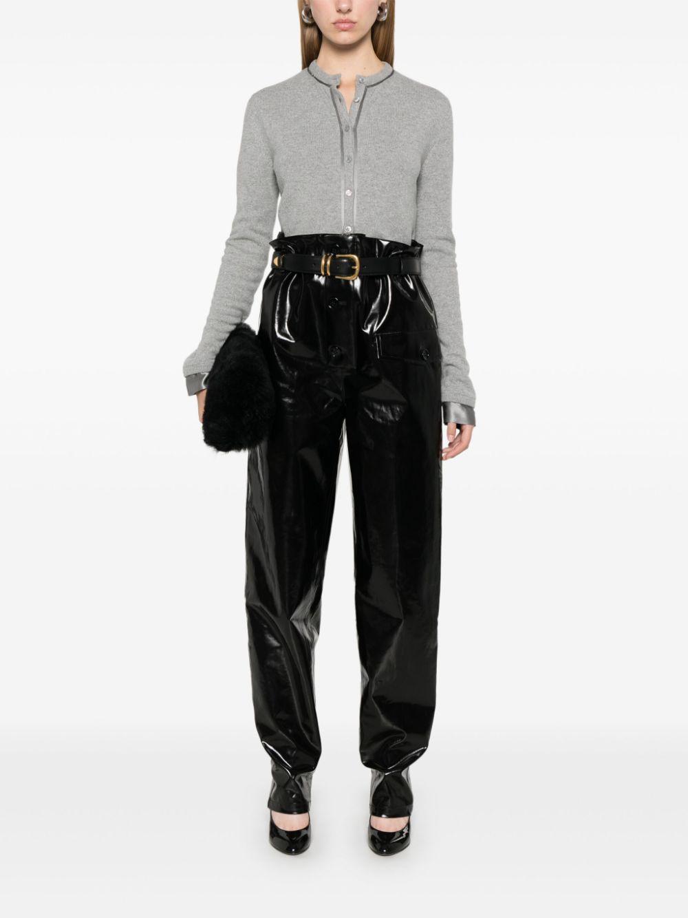 SAINT LAURENT Paperbag-waist Coated Trousers In Black Product Image