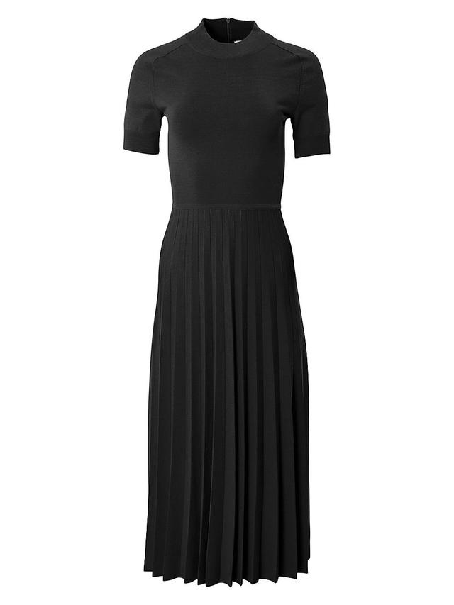 Womens Knit Mock Turtleneck Pleated Midi-Dress Product Image