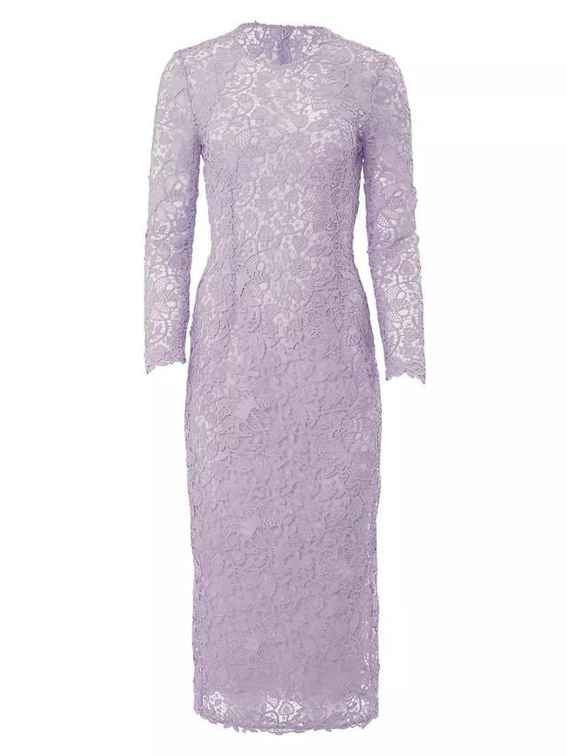 Lace Crewneck Belted Midi-Dress Product Image