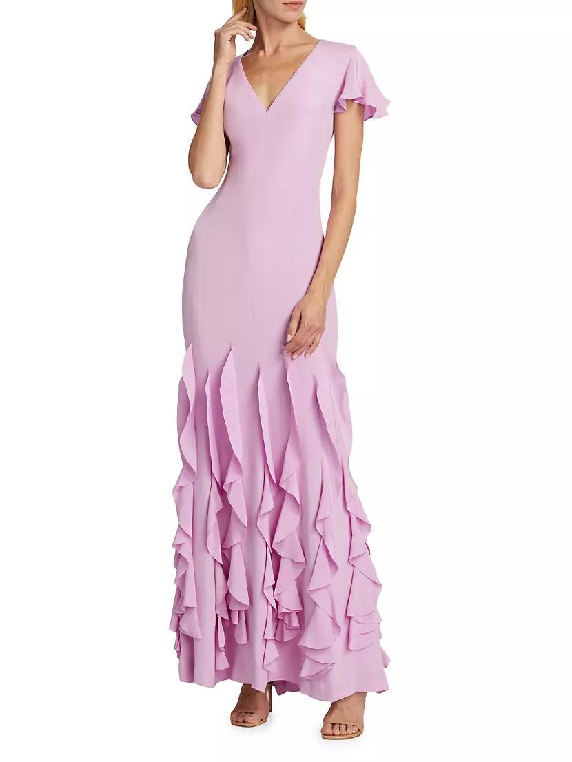 Lauren Ruffled Silk Crepe Gown Product Image