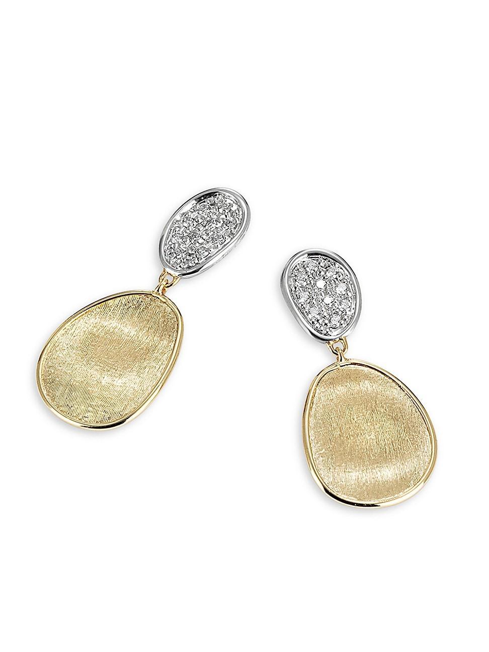 Womens Lunaria Two-Tone 18K Gold & Diamond Petite Double-Drop Earrings Product Image