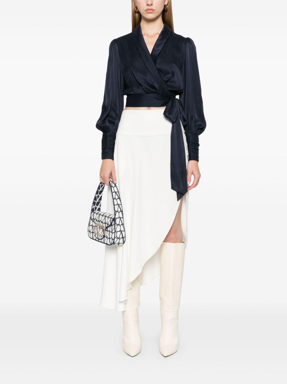 ZIMMERMANN Silk Blouson-sleeve Wrap Top In Black Product Image