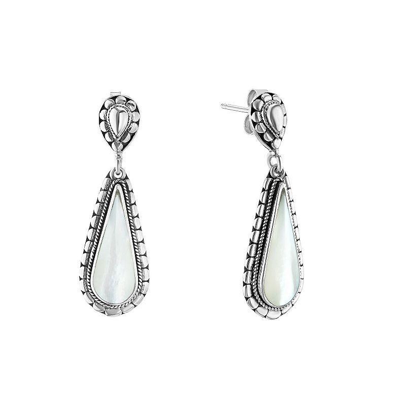 Athra NJ Inc Sterling Silver Mother-of-Pearl Drop Earrings, Womens Product Image