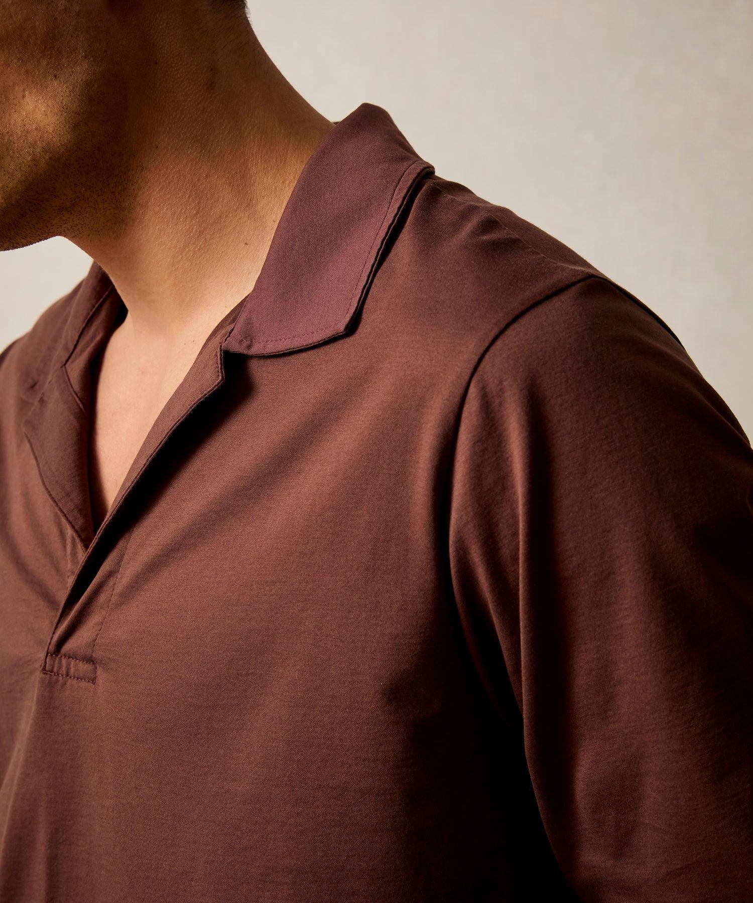 Luxe Jersey Montauk Polo in Toasted Brown Product Image