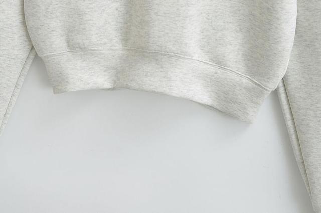 Crewneck Plain Crop Hoodie Product Image