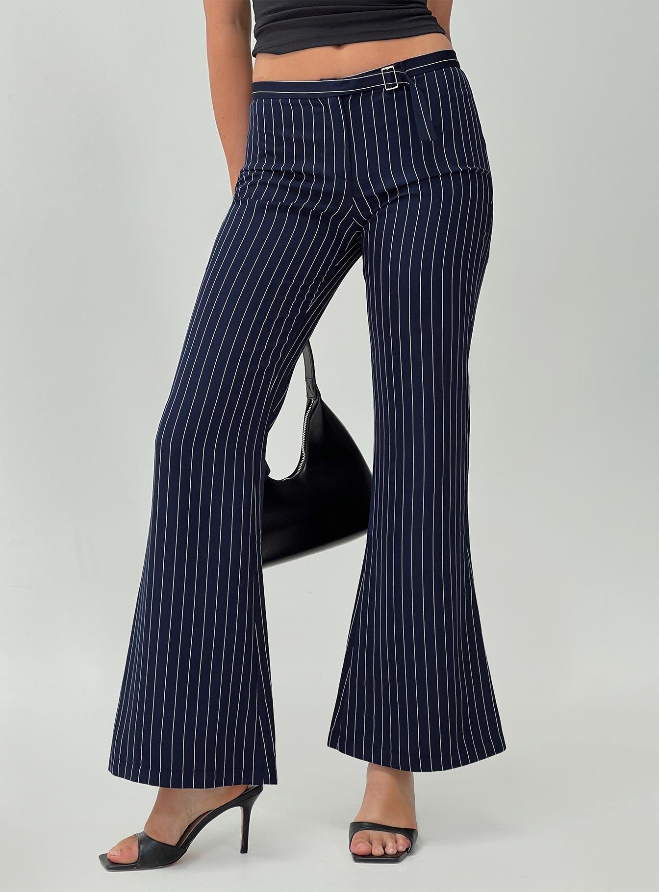 No One Low Waist Pinstripe Pants Navy product image