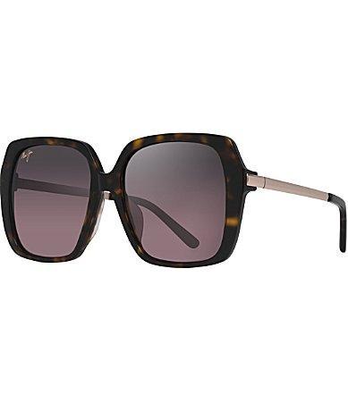 Maui Jim Womens Poolside 55mm Polarized Black Square Sunglasses Product Image