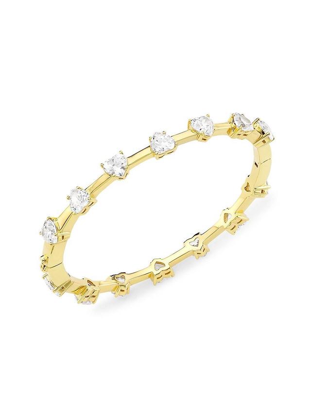 Womens Real Love 18K-Gold-Plated & Cubic Zirconia Heart Bangle Product Image