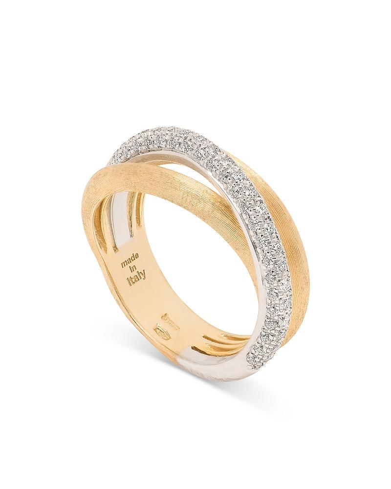 Marco Bicego 18K Yellow & White Gold Jaipur Link Alta Diamond Three Strand Ring Product Image