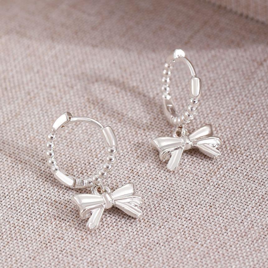 Ribbon Heart Faux Pearl Alloy Dangle Earring Product Image