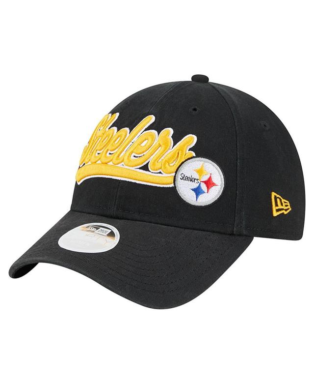 Womens New Era Black Pittsburgh Steelers Cheer 9FORTY Adjustable Hat Product Image