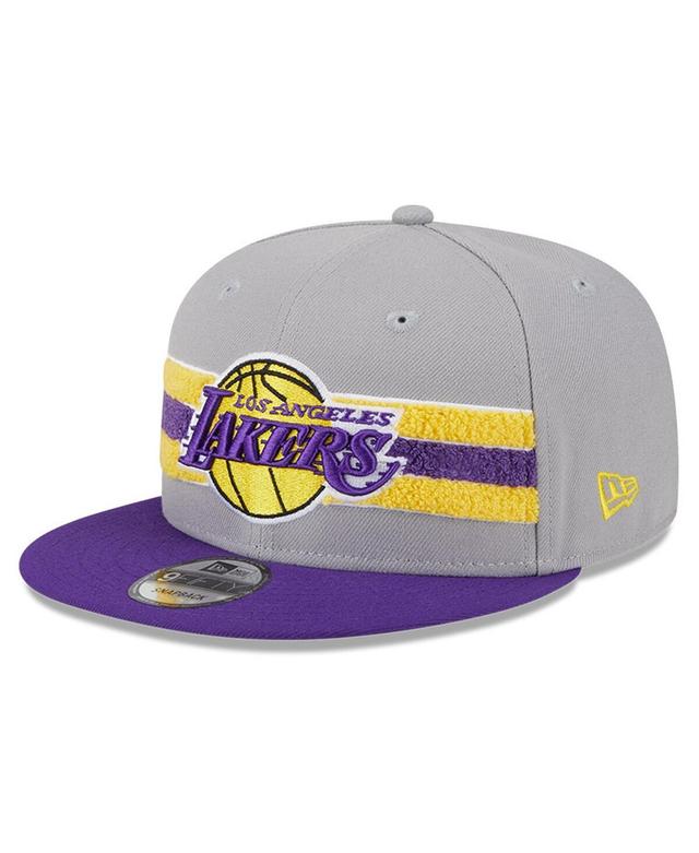 Mens New Era Gray Los Angeles Lakers Chenille Band 9FIFTY Snapback Hat Product Image