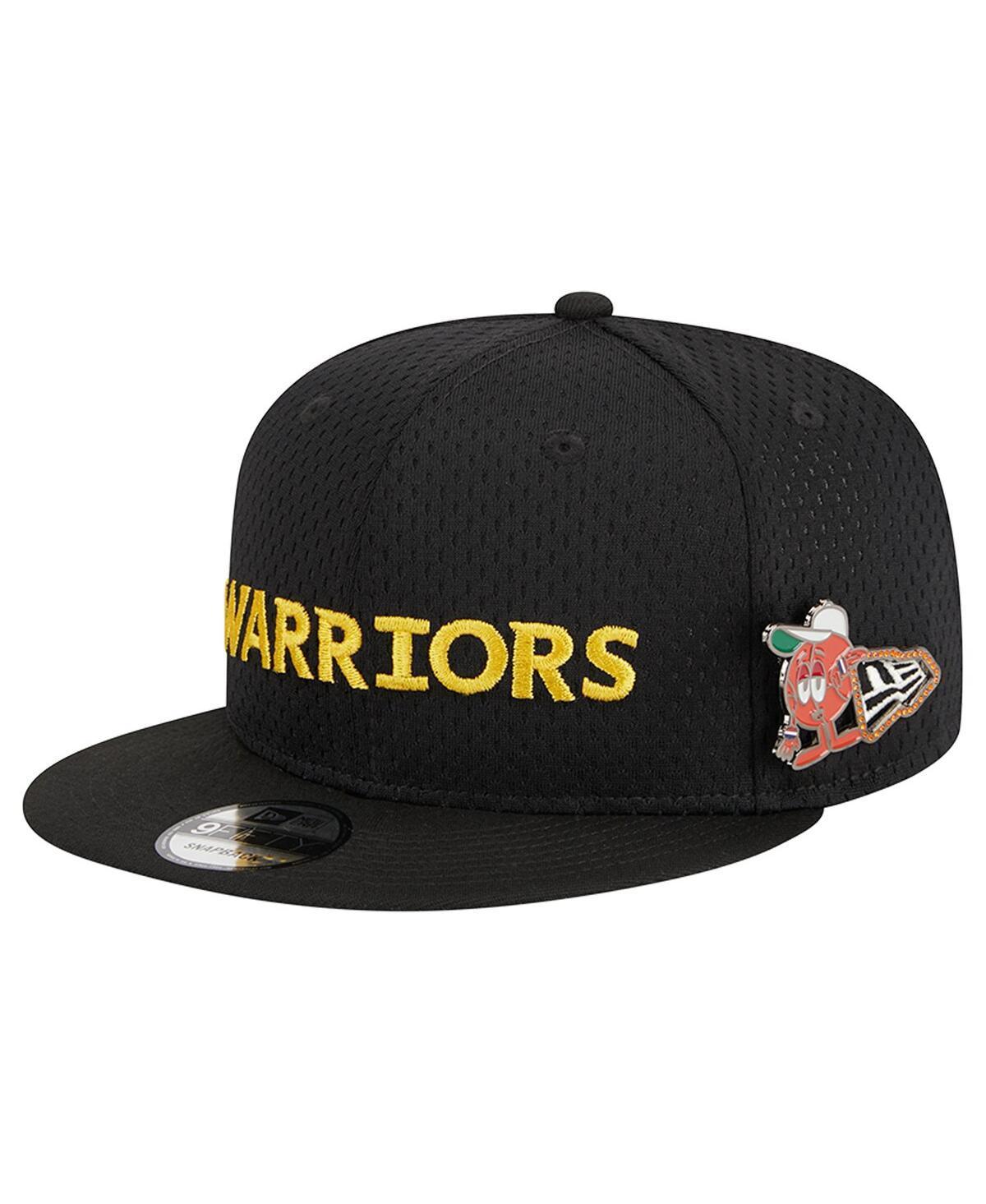 Mens New Era Black Golden State Warriors Post-Up Pin Mesh 9FIFTY Snapback Hat Product Image