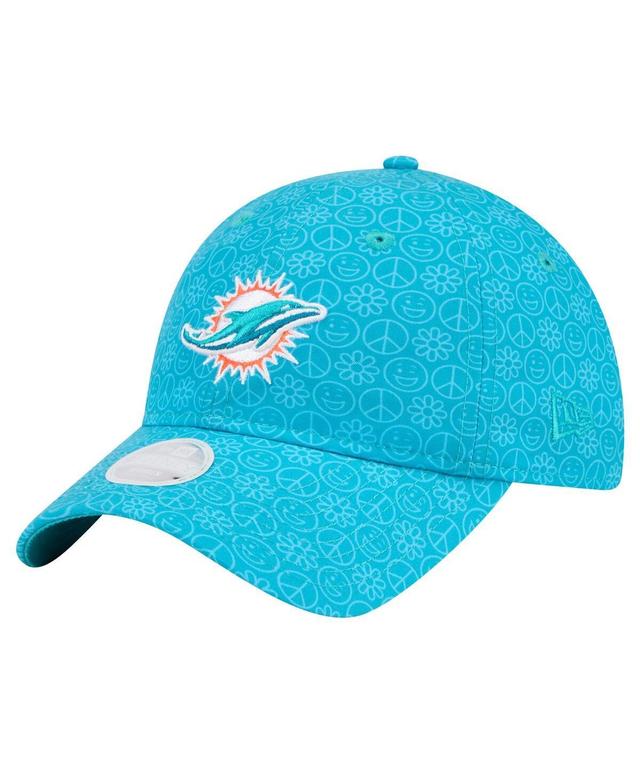 Womens New Era Aqua Miami Dolphins Smiley 9TWENTY Adjustable Hat, Turquoise A Product Image