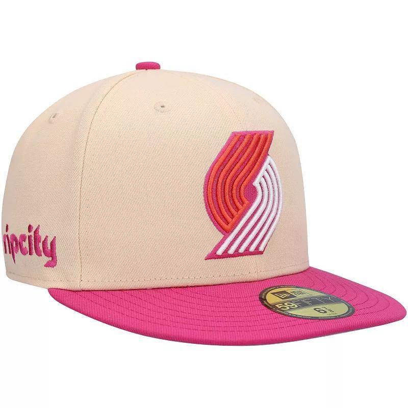 Mens New Era Orange/Pink Portland Trail Blazers Passion Mango 59FIFTY Fitted Hat Product Image