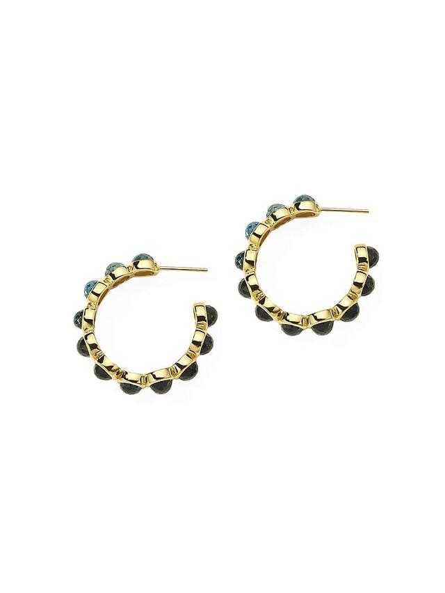 Womens Lollipop 18K Green Gold & London-Blue-Topaz Small Hoop Earrings Product Image