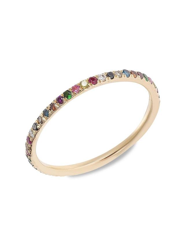 Womens Classic 18K Rose Gold & Multi-Stone Thread Rainbow Ring Product Image