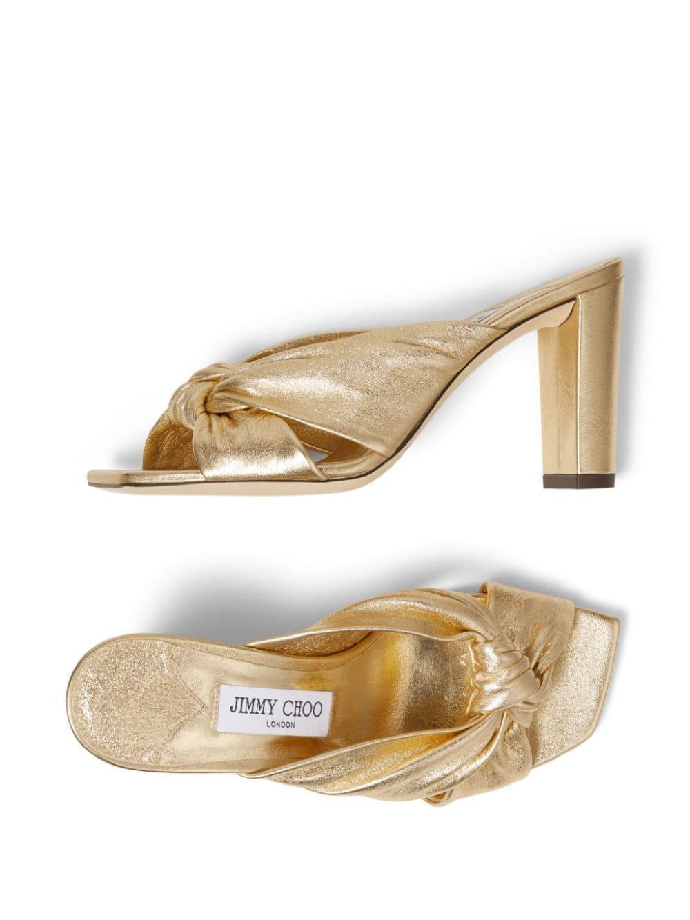 JIMMY CHOO Avenue Metallic-finish Leather Mules In Gold Product Image