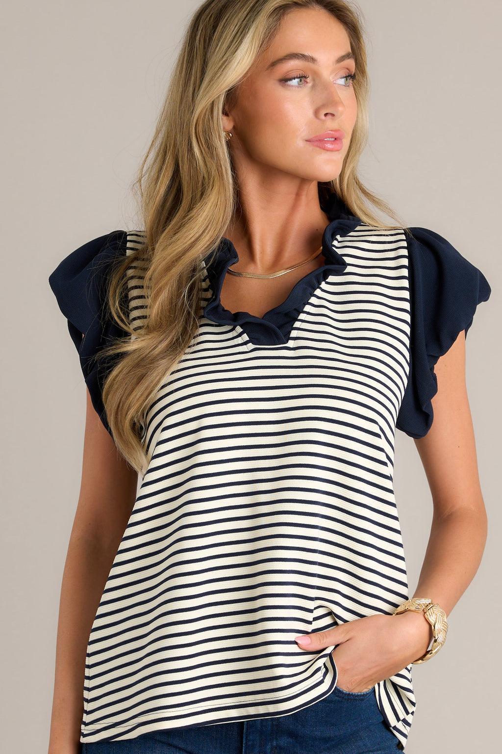 Terra Trellis Beige Stripe Blouse Product Image