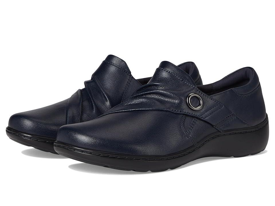 Clarks Cora Aubrie (Navy Leather) Women's Flat Shoes Product Image