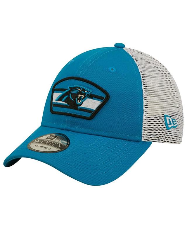 Mens New Era Blue Carolina Panthers Logo Patch Trucker 9FORTY Snapback Hat - Blue Product Image