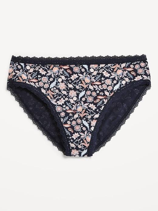 High-Waisted Lace-Trim Bikini Underwear Product Image