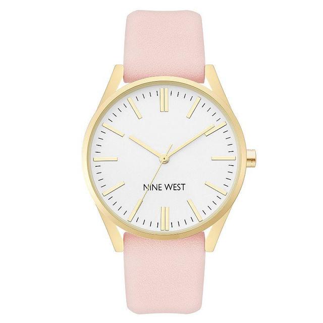 Nine West Womens Quartz Pink Faux Leather Band Watch, 36mm - Pink Product Image