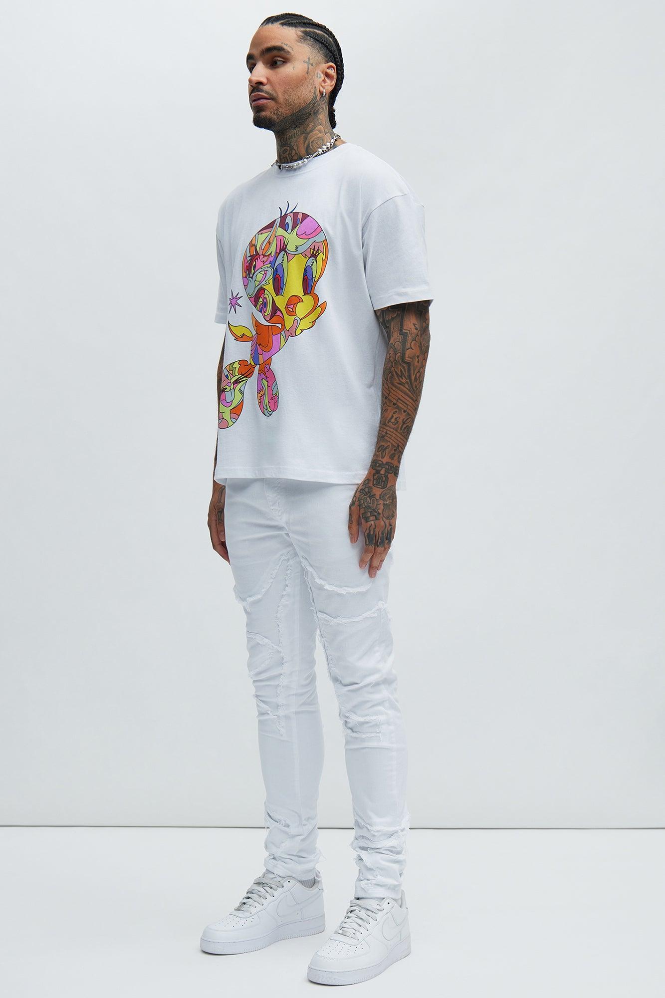 Got Your Back Patched Stacked Skinny Jeans - White Product Image