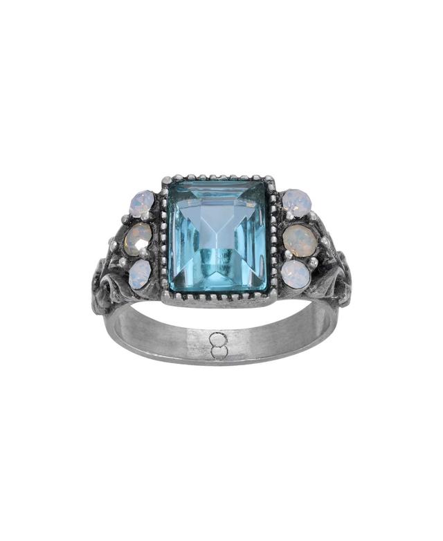 1928 Silver Tone Aqua Stone Ring, Womens, Blue Product Image