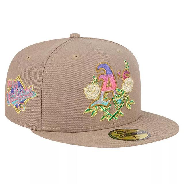 New Era Mens Khaki Oakland Athletics Rose Garden 59FIFTY Fitted Hat Product Image