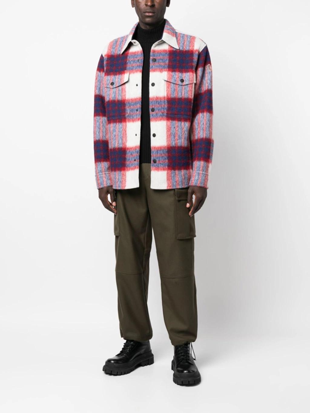 Plaid-check Print Shirt Jacket In Black Product Image