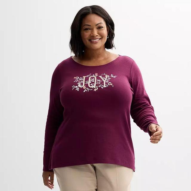 Plus Size Croft & Barrow Holiday Tee, Womens Product Image