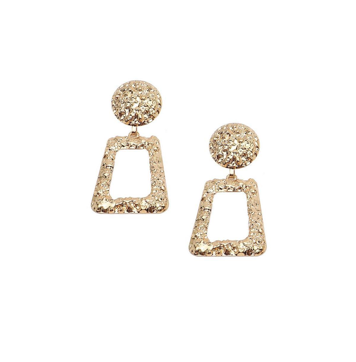 Sohi Womens Gold Textured Geometric Drop Earrings Product Image