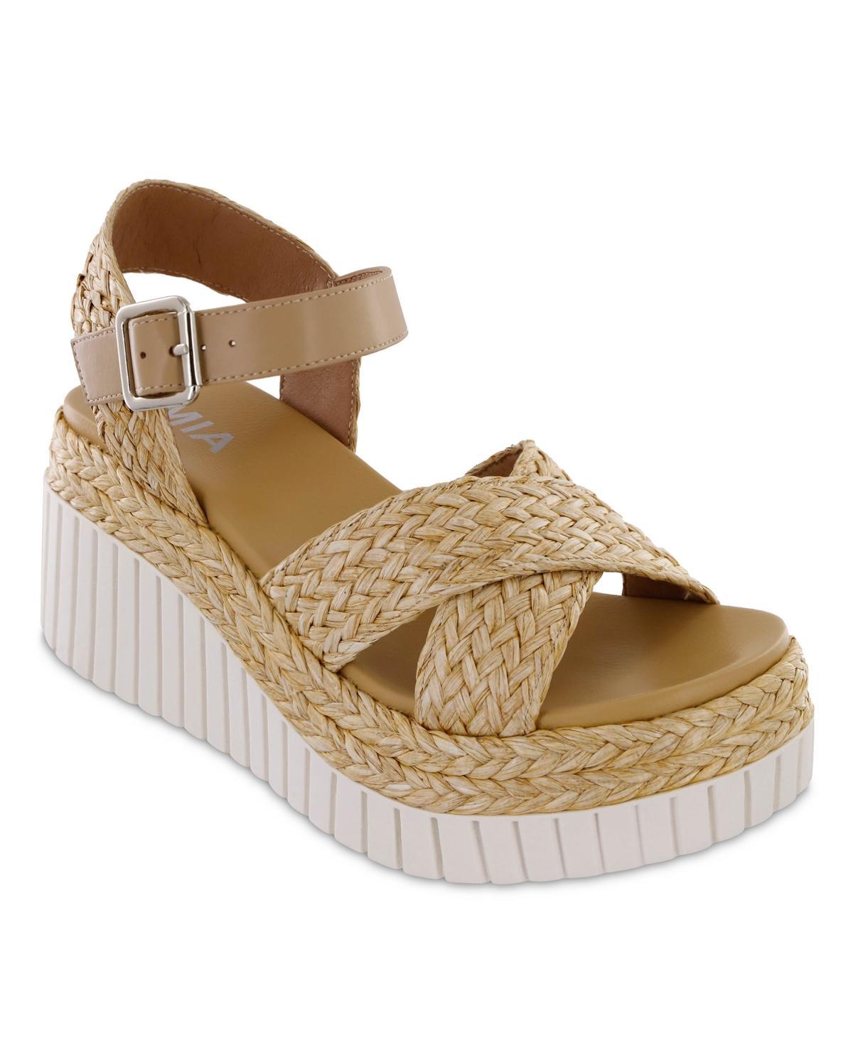 Mia Womens Zamara Raffia Wedge Sandals Product Image