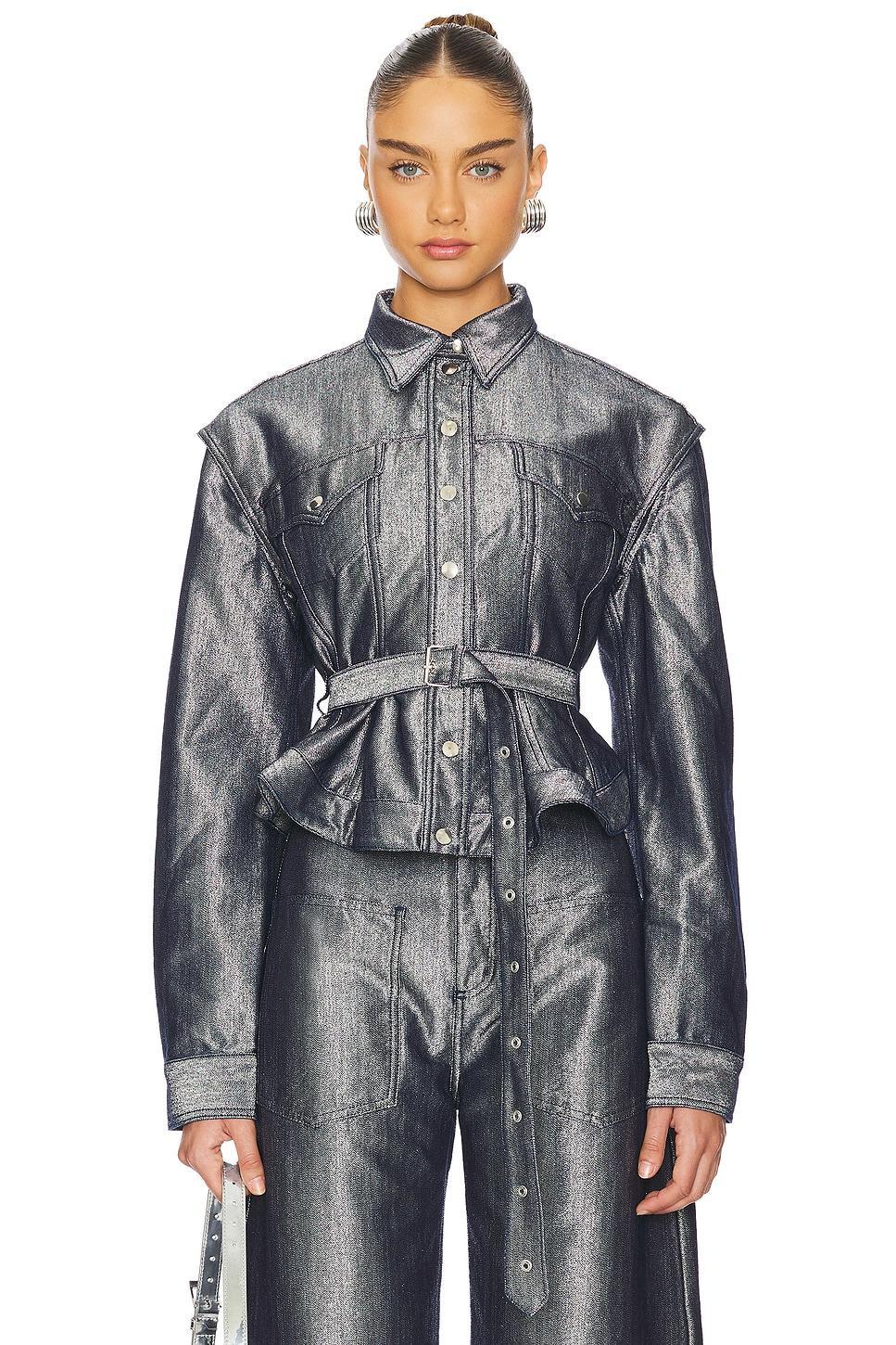 Silver Denim Cinched Jacket With Belt Marques ' Almeida Product Image