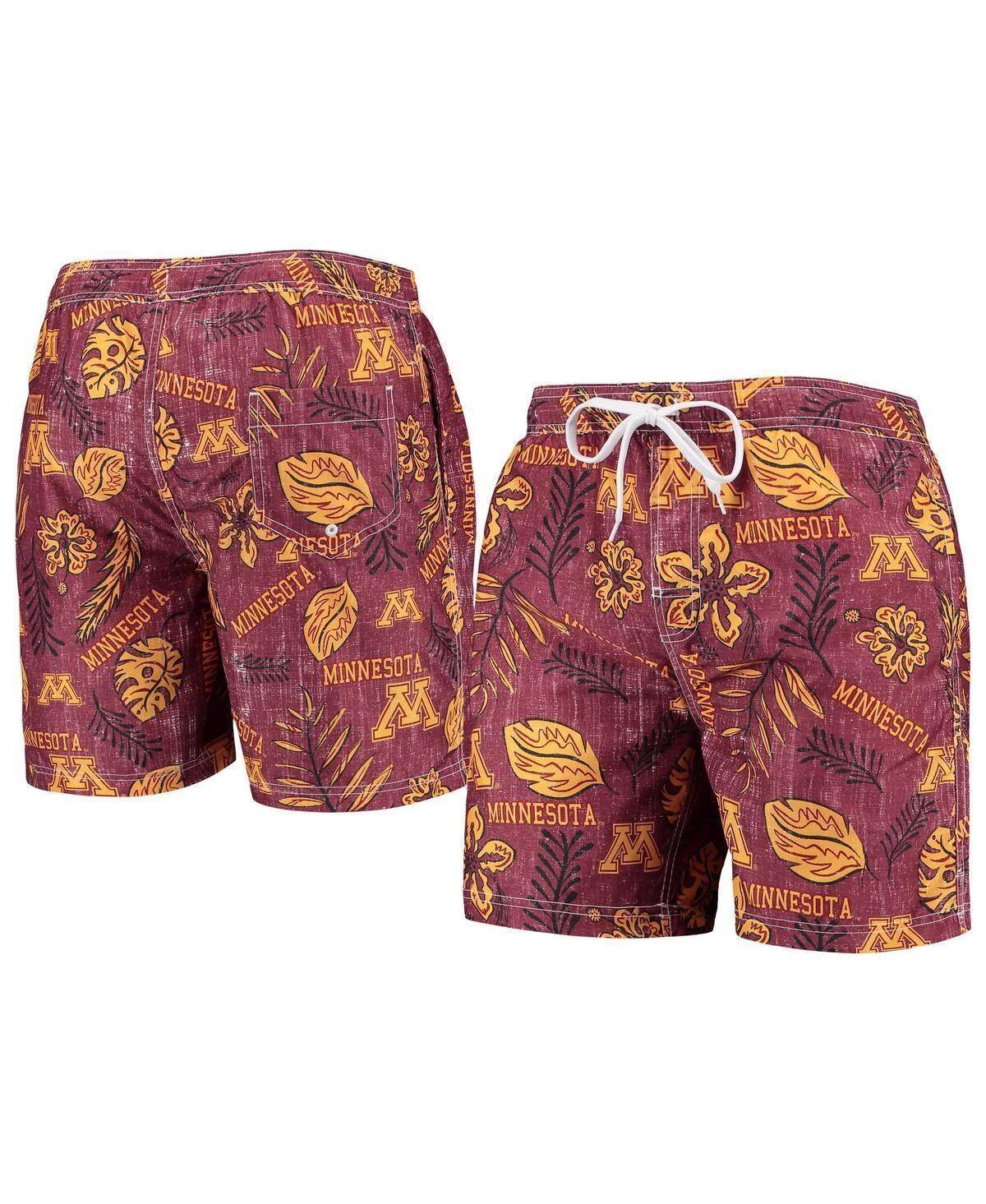 Mens Wes & Willy Maroon Minnesota Golden Gophers Vintage Floral Swim Trunks Product Image