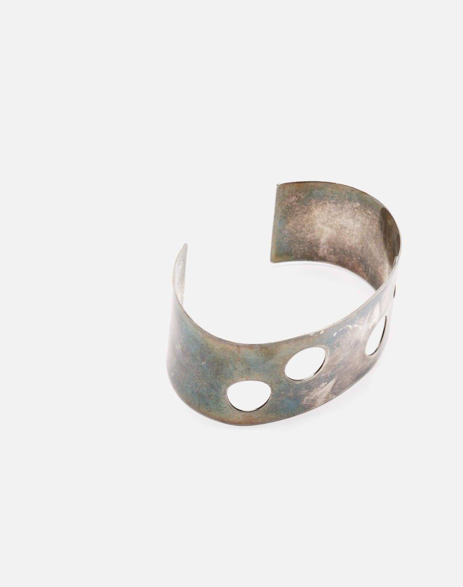 70s Sterling Circular Hole Bracelet Female Product Image