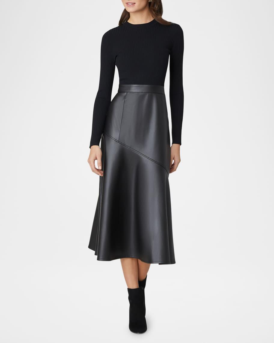 Lonnie Ribbed Knit & Faux Leather Midi Dress Product Image