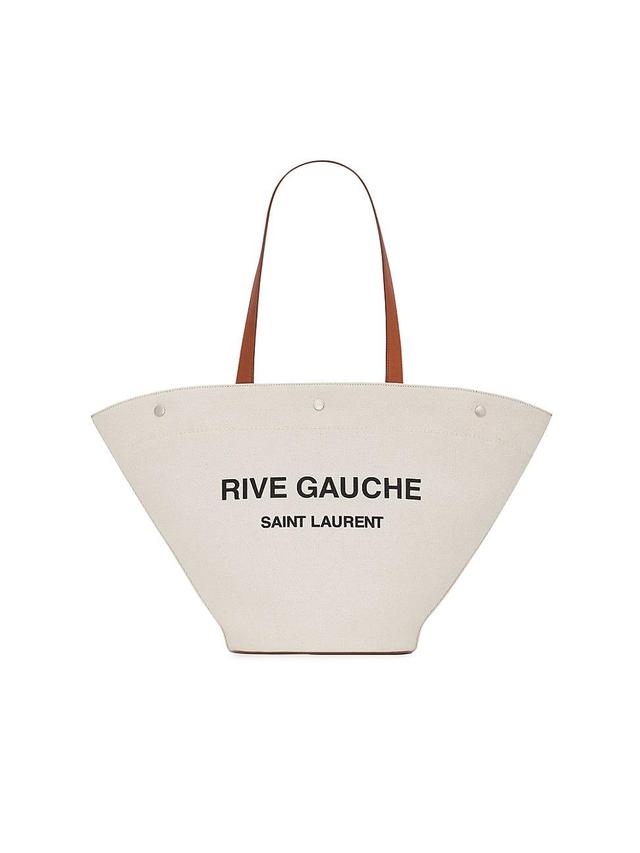 Womens Rive Gauche Tote Bag in Canvas and Vintage Leather Product Image