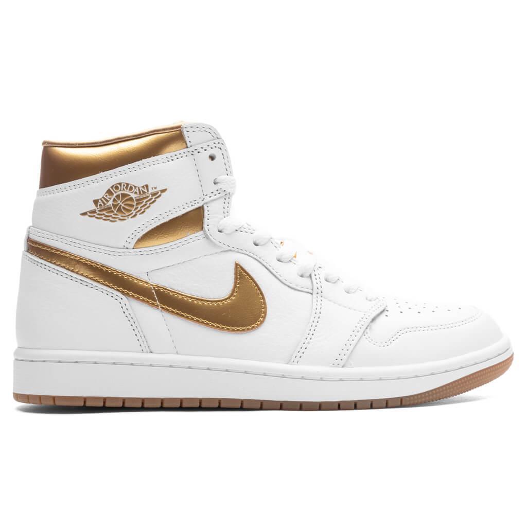 Air Jordan 1 Retro High OG Women's - White/Metallic Gold/Gum Light Brown Female Product Image