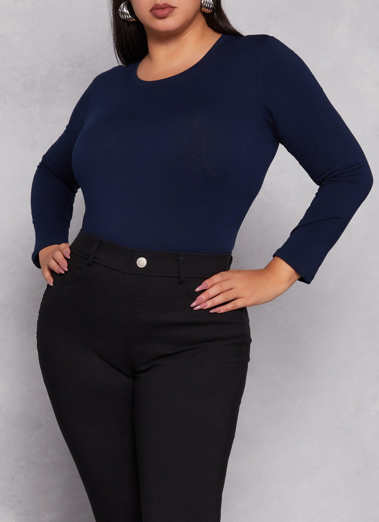 Womens Plus Size Ambiance Long Sleeve Basic T Shirt Product Image