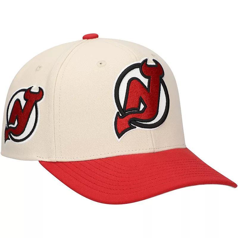 Mens Mitchell & Ness Cream/Red New Jersey Devils Game On 2-Tone Pro Adjustable Hat Product Image