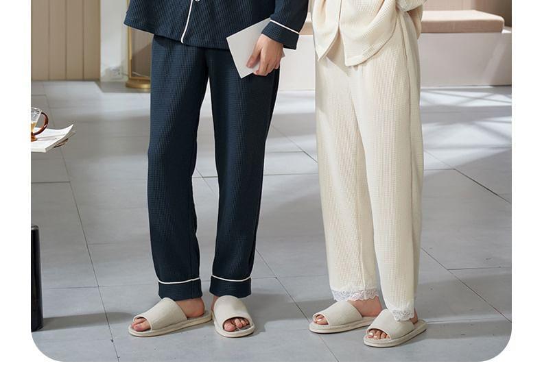 Couple Matching Loungewear Set : Long-Sleeve Pocket Top + Pants Product Image