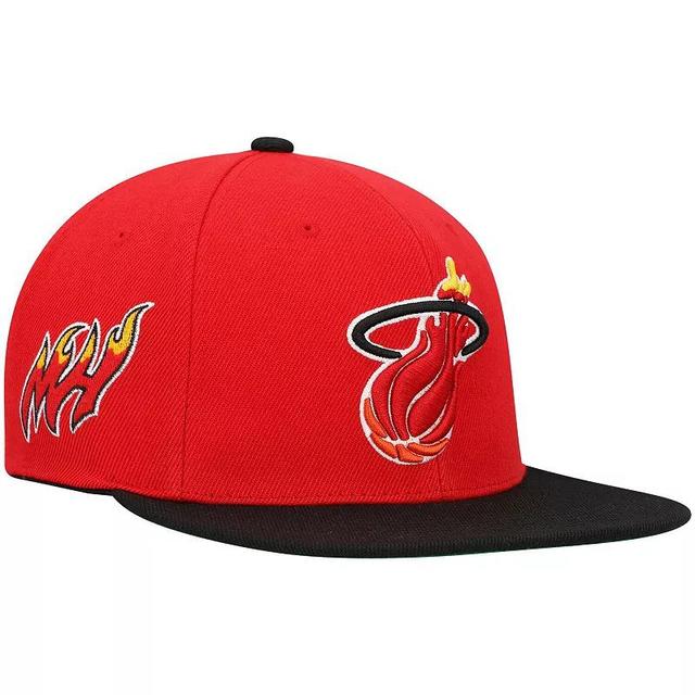 Mens Mitchell & Ness /Black Miami Heat Hardwood Classics Snapback Hat Product Image