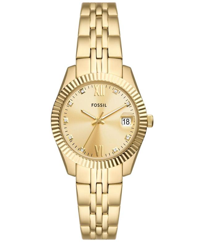 Fossil Womens Scarlette Three-Hand Date Gold-Tone Stainless Steel Watch 32mm - Gold-Tone Product Image