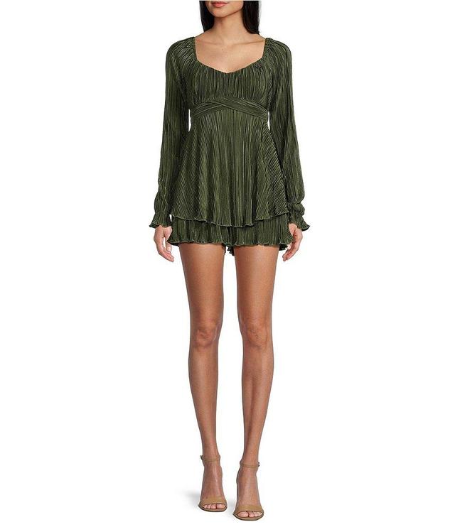 Allison & Kelly Long Sleeve Twist Plisse Tier Romper Product Image