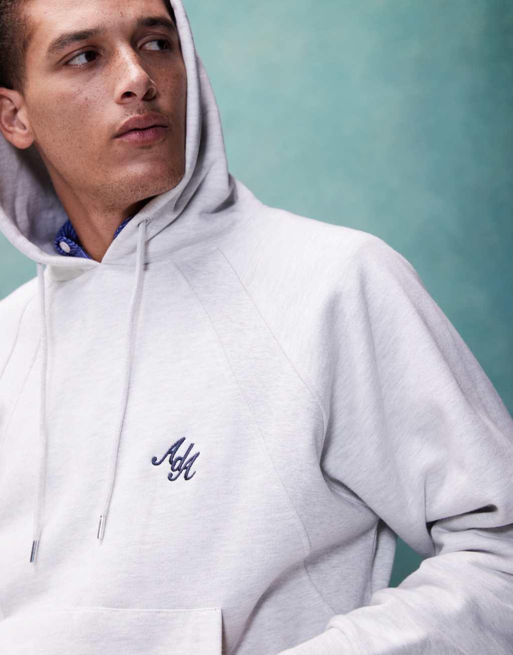 Alma de Ace hoodie with logo embroidery in gray heather  Product Image